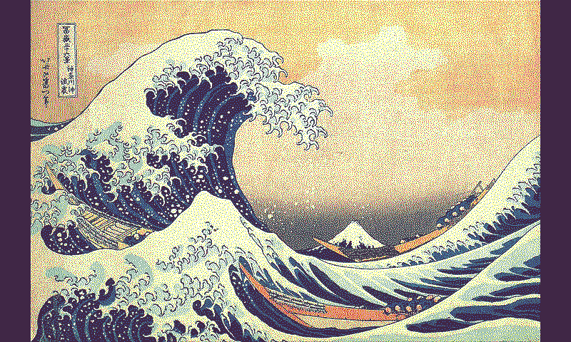 Native pixel states chosen by the project renderer for the same Great Wave source
