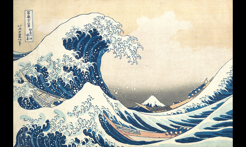 Hokusai's Great Wave, interpreted as sRGB and fitted to the display frame